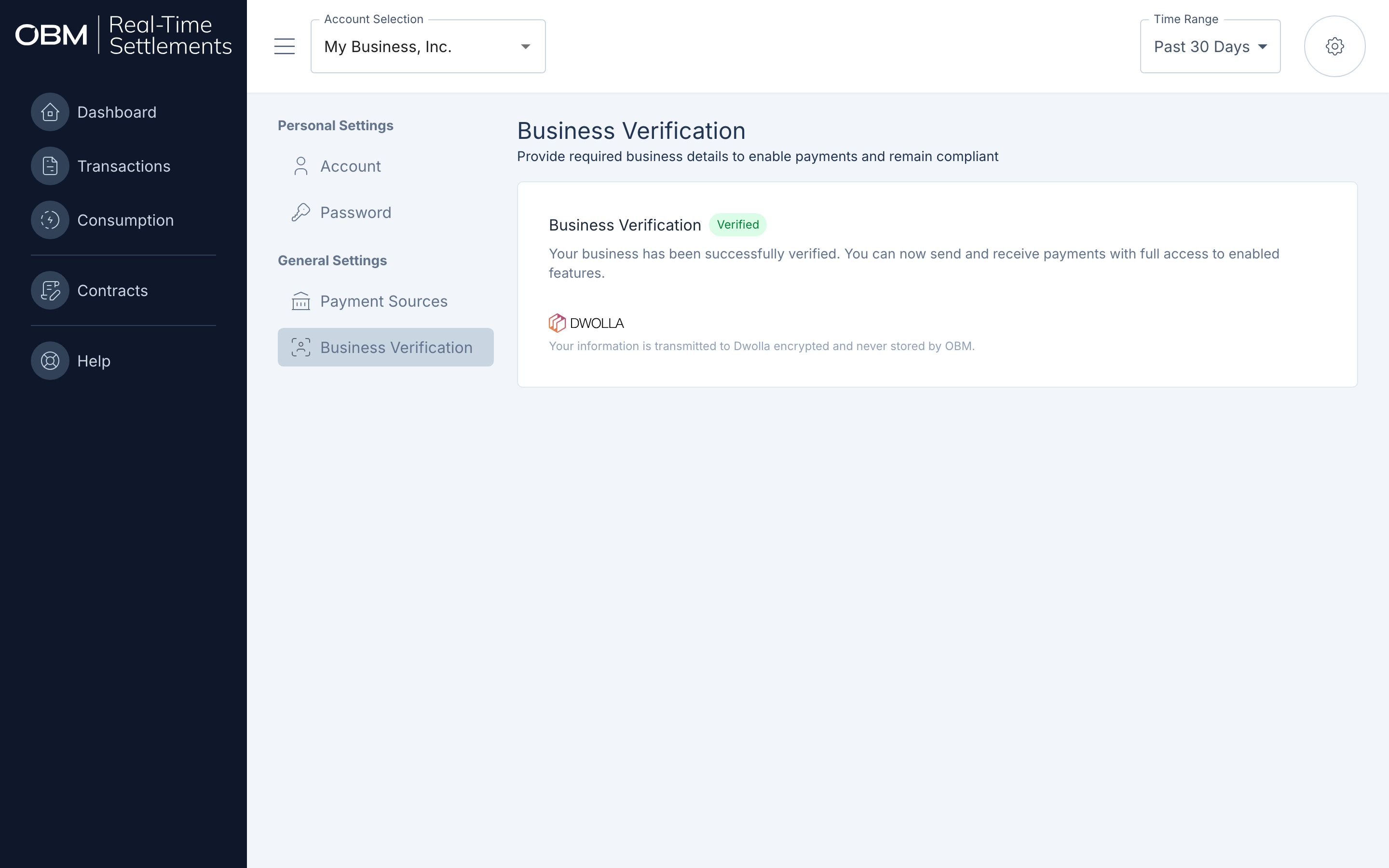 The Business Verification page showing the Verified status